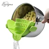 LMETJMA Universal Silicone Clip-on Pan Pot Strainer Anti-spill Pasta Pot Strainer Food Grade Rice Fruit Colander Strainer KC0111 ► Photo 1/6