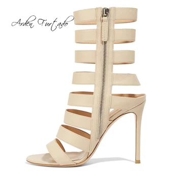 

Arden Furtado 2019 Summer Fashion Women's Shoes Stilettos Heels Sexy Elegant Leather zipper gladiator sandals boots party shoes