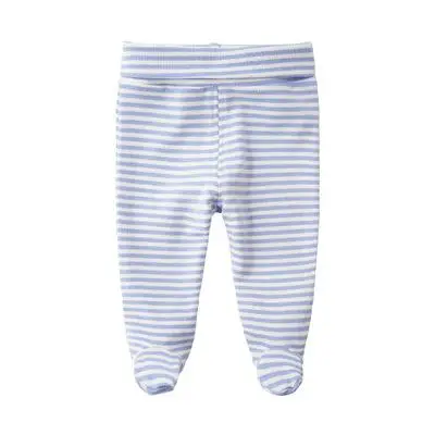 blue strip Детские штаны унисекс для новорожденных, хлопковые брюки с высокой талией для малышей 0-3-6 месяцев, штаны с сумкой для маленьких мальчиков и девочек, носки, детские леггинсы - Цвет: blue strip