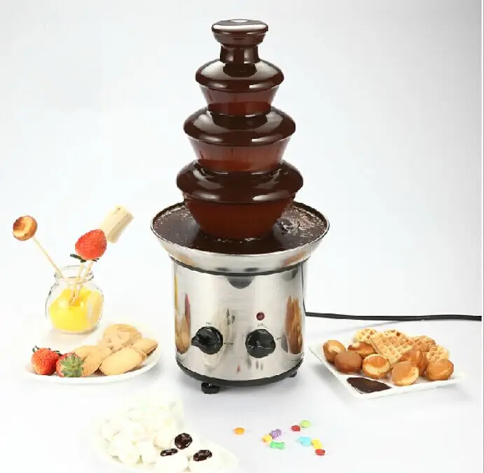 4 слоя фонтан из шоколадного фондю башня производитель шоколада бегущая машина праздничные вечерние Homy use