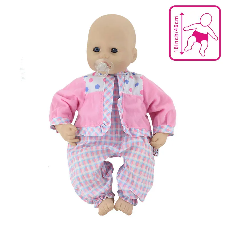 

2pcs In 1, Outfit+Pacifier for 46cm Baby Doll 18 Inch Dolls Clothes