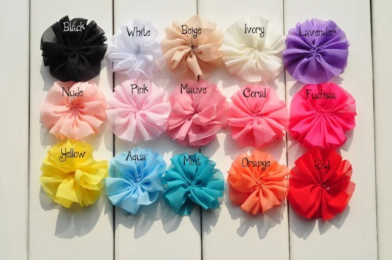 

30pcs/lot 6cm 15colors DIY Solid Chiffon Ballerina Hair Flower For Girl Accessories Artificial Fabric Flowers For Headbands