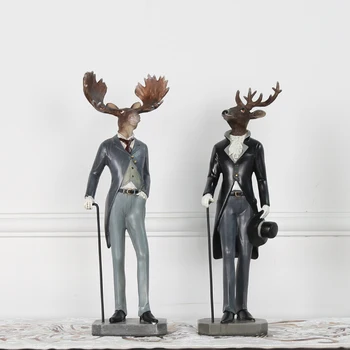 

Modern Creative resin Mr. Deer figurines vintage elk statue home decor crafts room decoration objects resin animal figurines