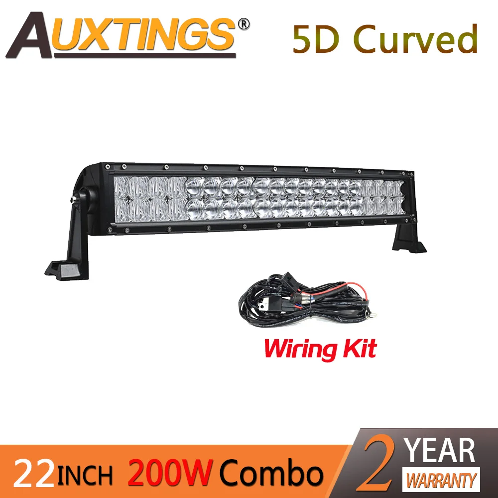 

Auxtings 5D 21'' 22 inch 200w combo beam light dual rows IP67 waterproof CE RoHS car 5D Curved LED light bar for JEEP truck car