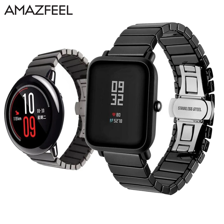 Керамический ремешок Amazfeel для Xiaomi Huami Amazfit Stratos 2 pace bip bit умных часов 22 мм 20 сменный