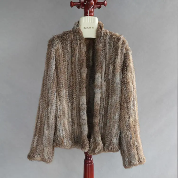 Новинка, зима-осень, Женское пальто с натуральным мехом, женское вязаное пальто с кроличьим мехом, куртка, повседневное толстое теплое модное тонкое пальто, одежда