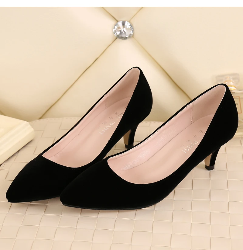 MAIERNISI/Женская обувь; офисные женские туфли-лодочки; водонепроницаемые мокасины на каблуке; классические туфли-лодочки на низком каблуке; модельные туфли из флока; большие размеры 35-44