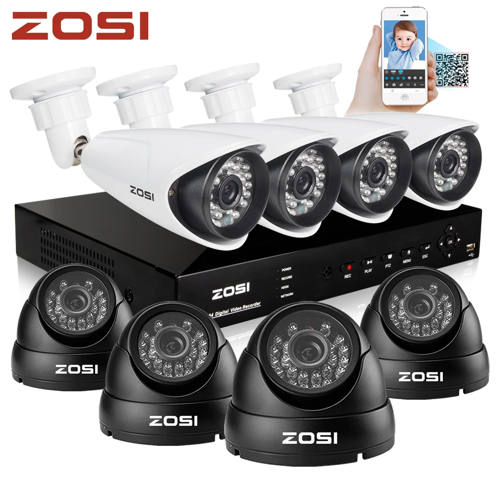 

ZOSI 8CH 960H CCTV System Waterproof Video Recorder 1000TVL Home Security Camera Surveillance Kits