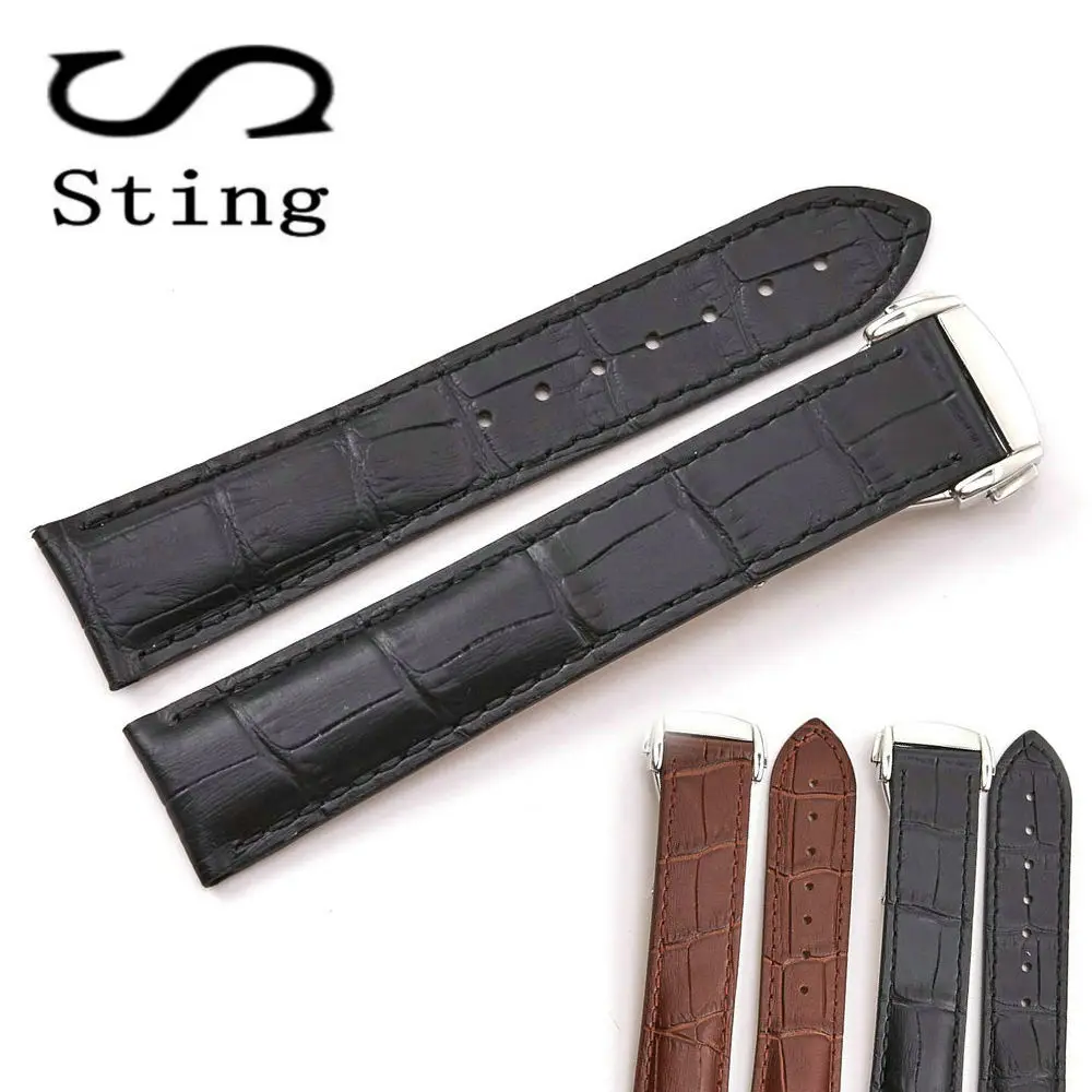 

Sting Strap Watch Band for Universal 19 20 mm Watches Accessories Genuine Soft Calf Leather Men&Women Wristband Butterfly Buckle