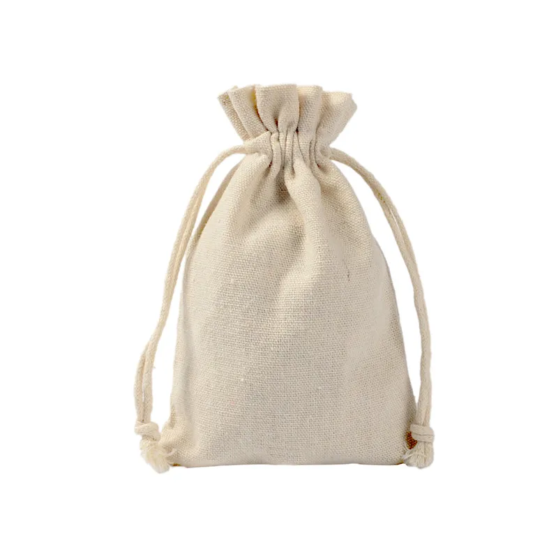 100pcs 10x15cm New Cotton Linen Drawstring Storage Bags Jewelry Packaging Pouches Wedding Christmas Candy Gift Bag Party Favors