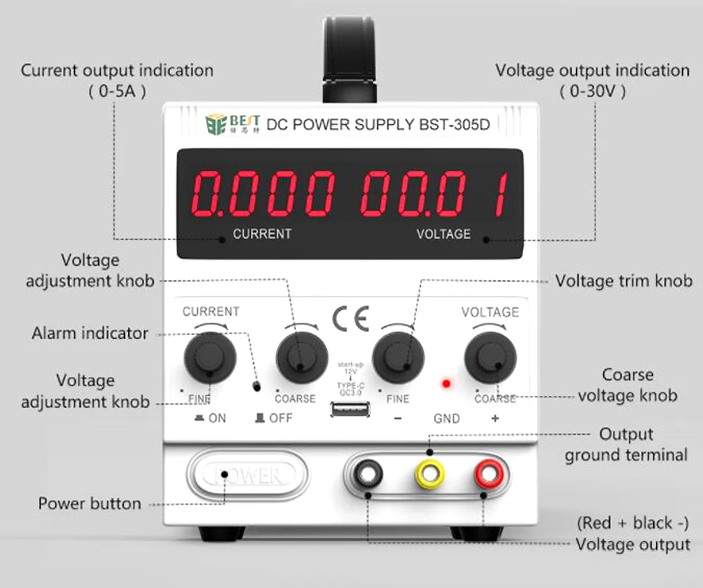 Лучший 305D 30V5A DC высокоточные инструменты Регулируемый Импульсный Светодиодный источник питания Регулируемый источник питания ремонтный инструмент 9USB порт