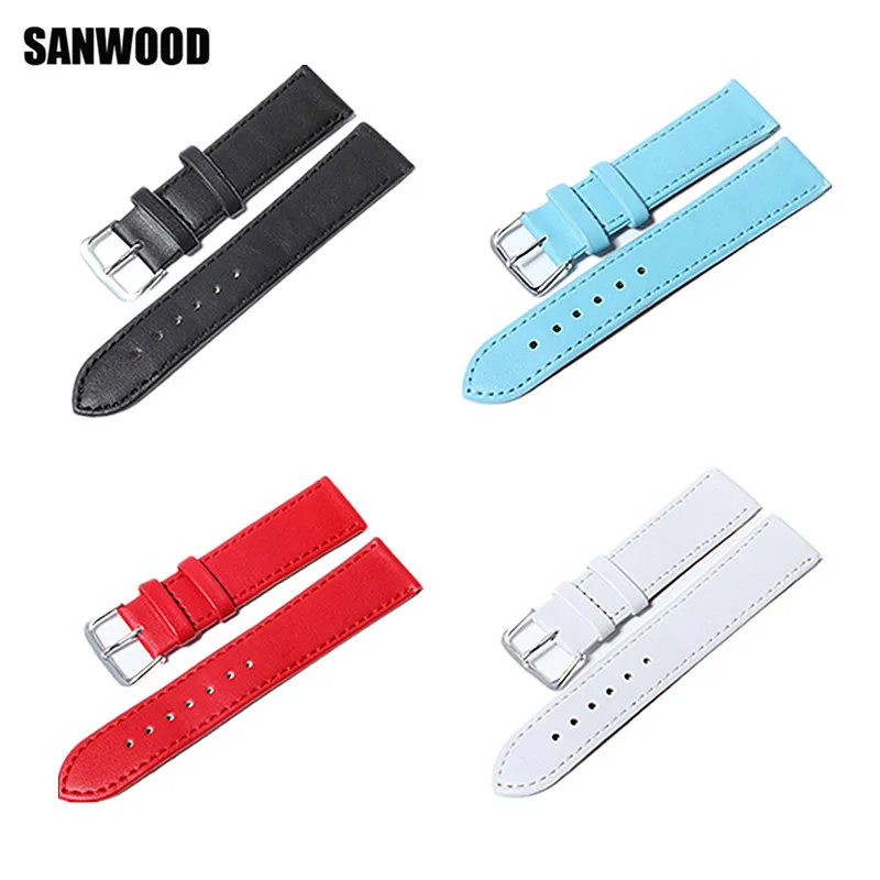 

SANWOOD New 8 Color Unisex Fashion Casual Watch Accessories Watch Bracelet Belt Soft Leather Watchband Watch Strap 14 16 18 20mm