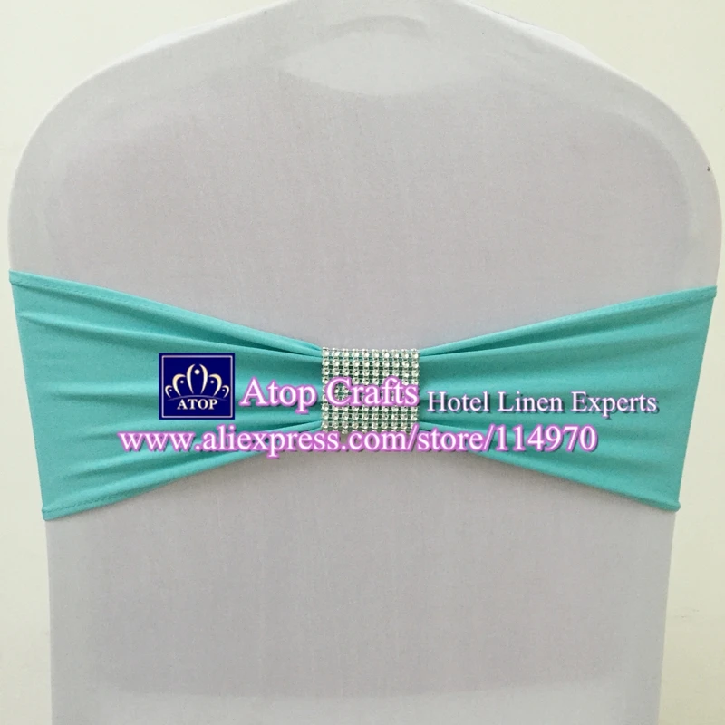 100pcs Tiffany Blue Wedding Banquet Lycra Chair Bands Elastic Stretch