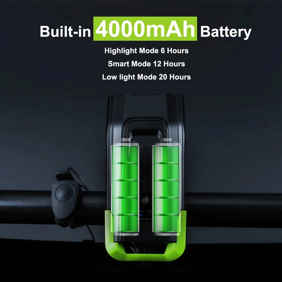 Flash Deal 4000mAh Bicycle Flashlight Induction Bike Front Light Set USB Rechargeable Smart Headlight With Horn LED Bike Light+Rear Lamp 1