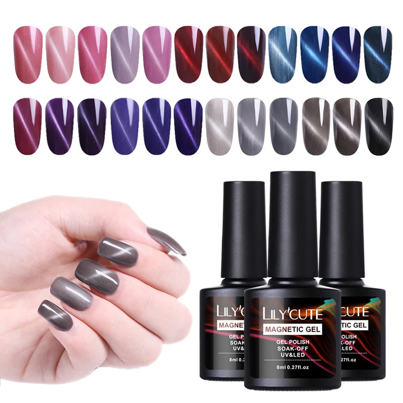 

LILYCUTE 3D Cat Eye UV Gel Varnish Semi Permanent Magnetic Gel Red Fire Pink Purple Nail Gel Polish Soak Off Nail Gel Lacquer