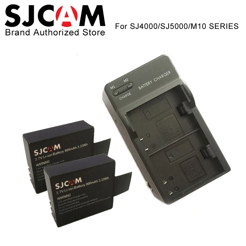 SJCAM sj4000 аксессуары двойное зарядное устройство+ 2 шт SJCAM батарея, для SJCAM sj5000 M10 Wifi SJ5000X Элитная Спортивная Экшн-камера