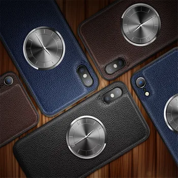 

Original Leather Case For iphone 7 8 Plus X XS Max XR Case Real Clock Time Show Phone Cover For iphone X XS Max XR Clock Cases