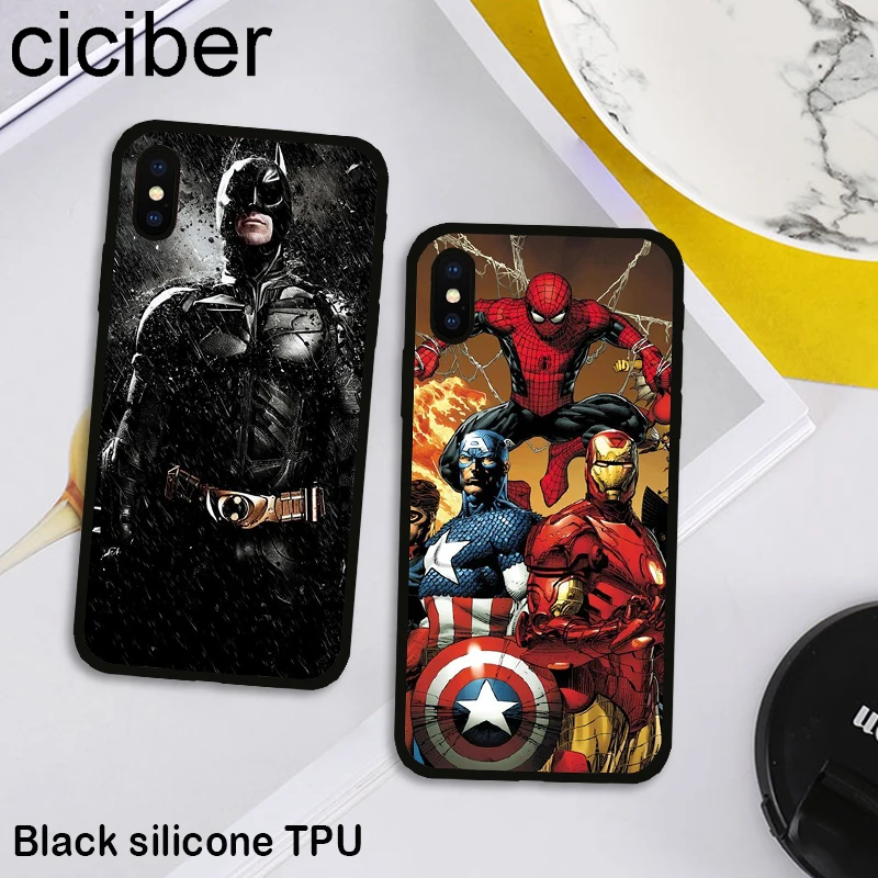 Ciciber Marvel DC Мягкий Силиконовый ТПУ черный чехол для iPhone 11 Pro Max X XS XR 7 6 8 6s Plus 5S SE