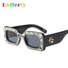 Ralferty, ручная работа, блестящие солнцезащитные очки с кристаллами, женские квадратные роскошные солнцезащитные очки с бриллиантами, UV400, черные стразы, уникальные очки F97560