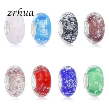 

ZRHUA 20pcs/lot European Beads Murano Glass Beads Europen Pattern Fit Charm Bracelet Jewelry Accessories Wholesale Big Hole Bead