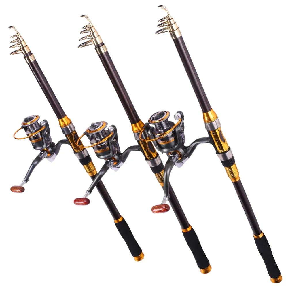 Telescopic Fishing Rod and Reel Saltwater Spinning Fishing Tackle Tools Portable Surf Fishing