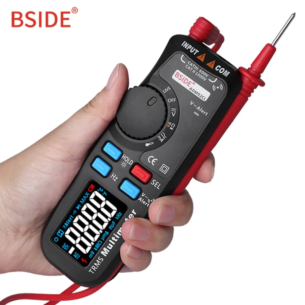 baratas BSIDE ADM92CL multifunções Multímetro Digital Display LCD a Cores Multimetro Auto True RMS Faixa Temp Tester Voltímetro Ampermetr