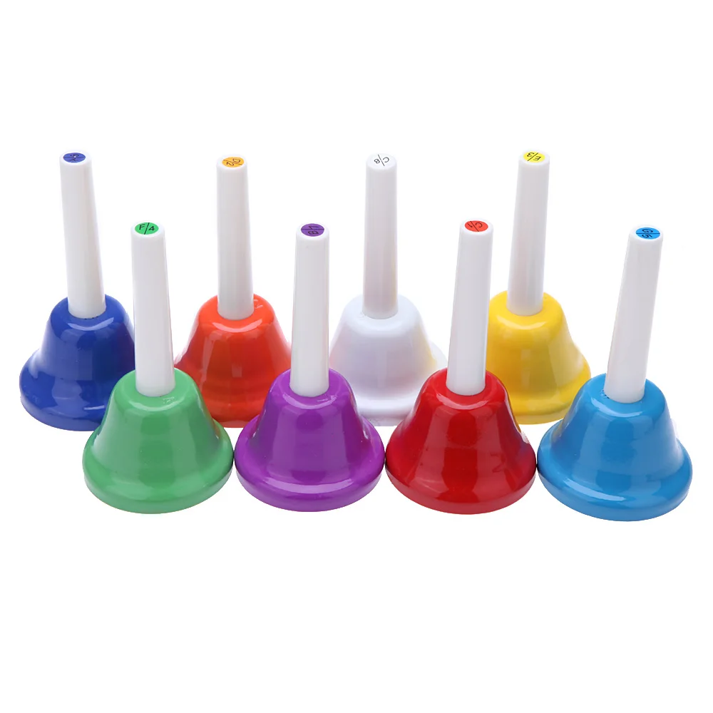 Красочные 8 Note колокольчик ручной Колокольчик металлические музыкальные игрушки для детей Детские ударные инструменты игрушка музыкальная игрушка - Цвет: 8Pcs