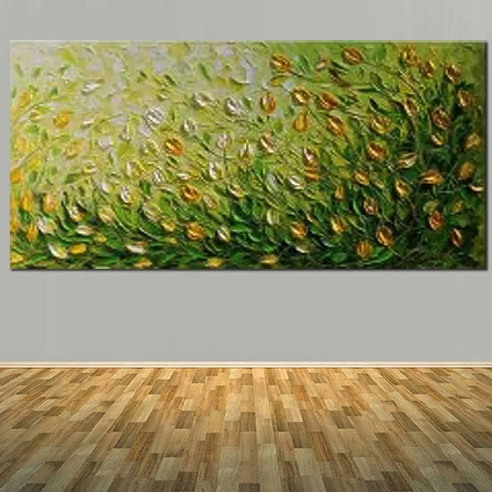 

Hand Painted Modern Thick Impasto Yellow Flower Canvas Art Oil Painting Canvas Wall Picture Living Room Bedroom Home Wall Decor