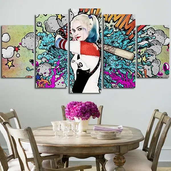 HD printed painting 5 piece canvas art Suicide Squad Harley Quinn Wall