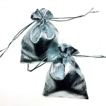 9*12 см 200 шт. ручной работы серебряный шнурок Сумки для свадьбы/Вечеринки/Рождество/подарок/ювелирные изделия чехлы упаковки Сумки