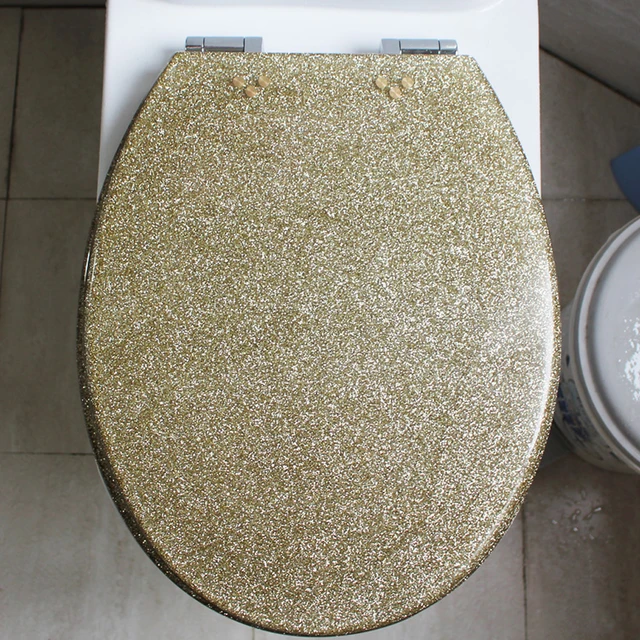 48*38CM High grade beautiful twinkling golden Resin toilet seat cover