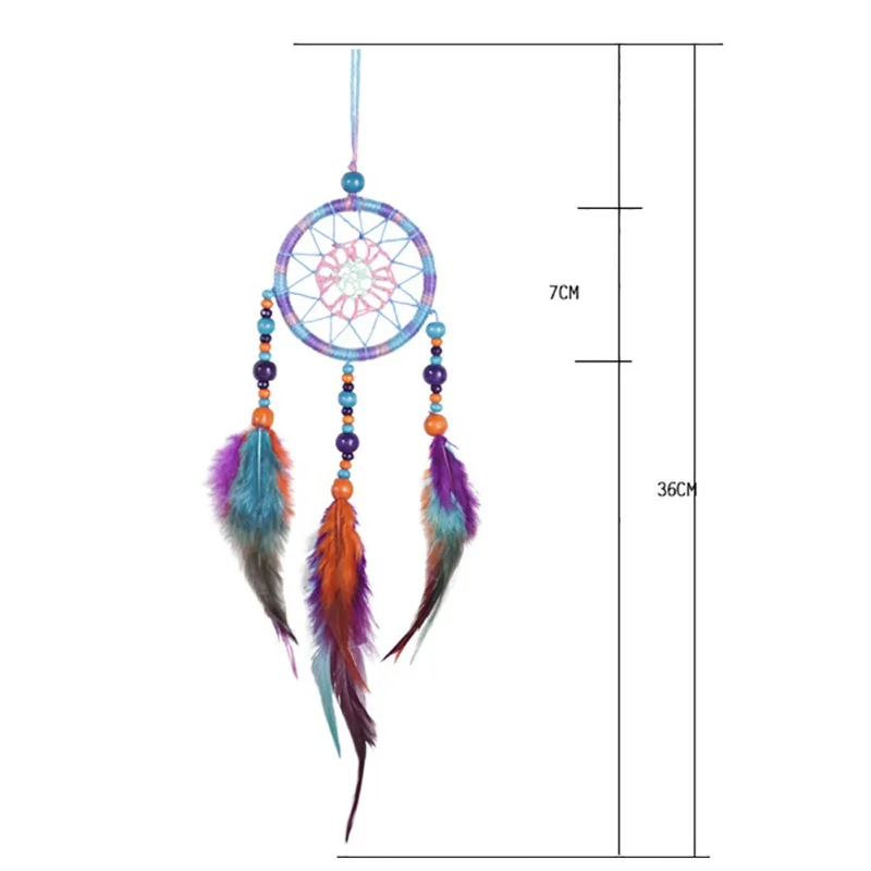 Летающий ручной работы стены колокольчики Ловец снов подарки Ловец снов перьевой кулон креативный для дома автомобиль подвесное украшение - Цвет: B