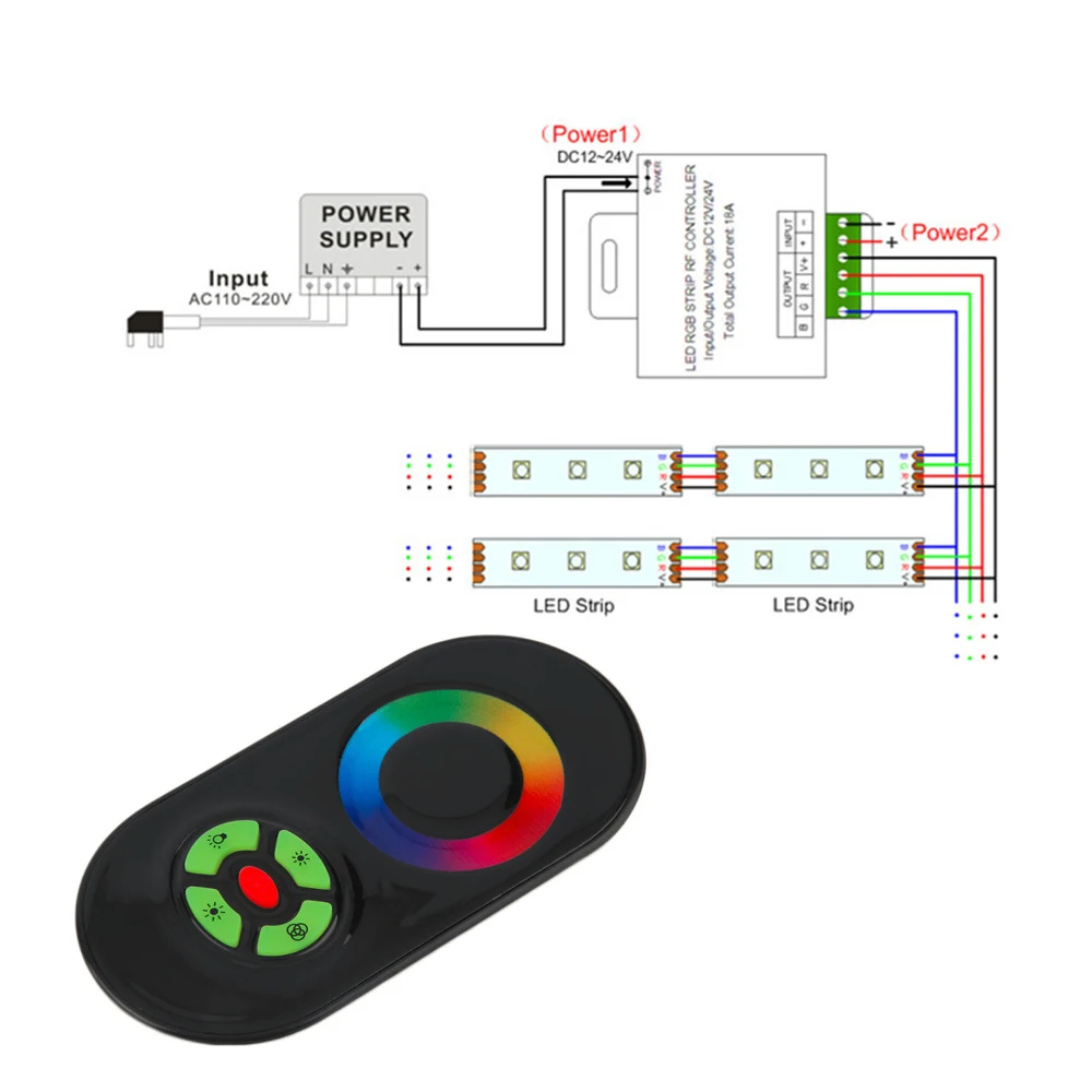 DC 12 В 24 В RGBW RGB светодиодный контроллер RF сенсорный экран пульт дистанционного управления 6А на канал для smd 5050 Светодиодный светильник-полоска лампа светильник