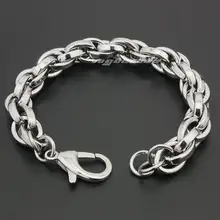 11 длины серебряный цвет 316L из нержавеющей стали мужские Байкер-рокер браслет в стиле "панк" 5N008