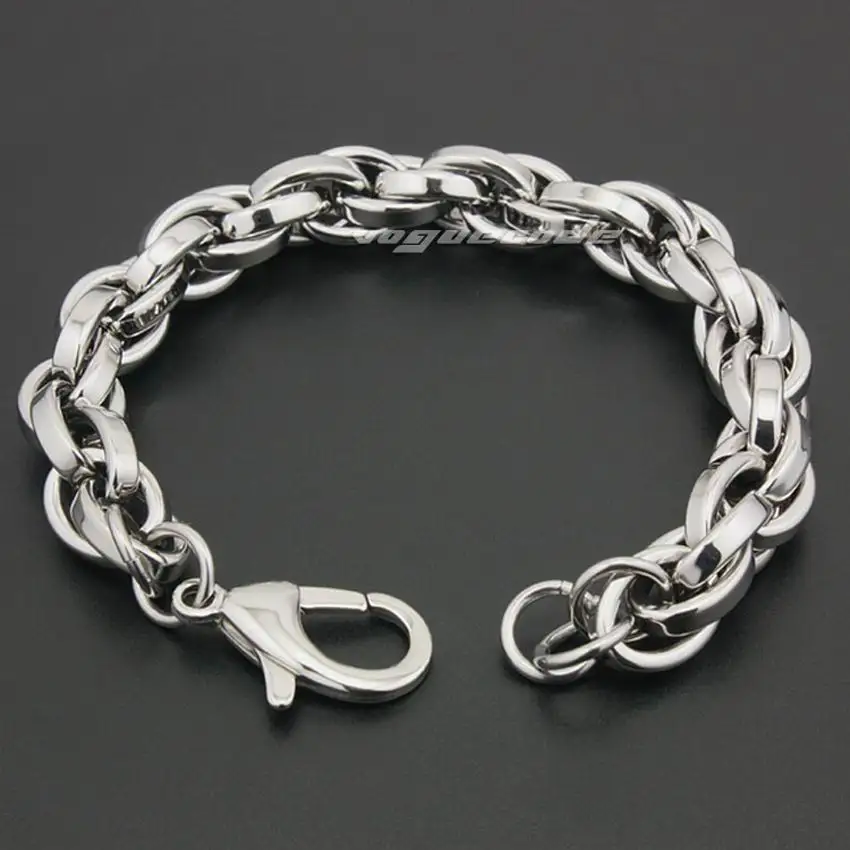 

11 Lengths Silver Colour 316L Stainless Steel Mens Biker Rocker Punk Bracelet 5N008 Free Shipping