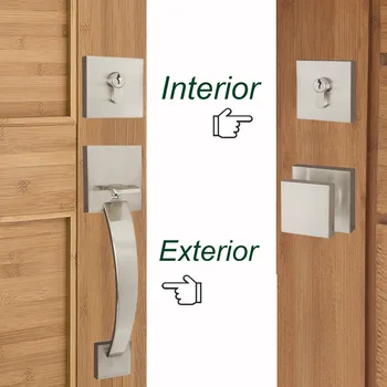 

Probrico Interior/Exterior Grip Handles Double Cylinder Locks Modern Square panel handleset Anti-theft lock Dutch door Hardware