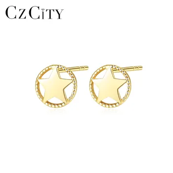 

CZCITY Authentic 14K Gold Cute Star Stud Earrings for Women Minimalist Design Party Dating Wearing 14K Yellow Gold Fine Jewelry