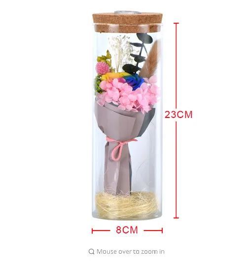 LED RGB Dimmer Lamp Rose Flower Bottle Light with Remote Control Night Light Valentine's Bedside lamp  4