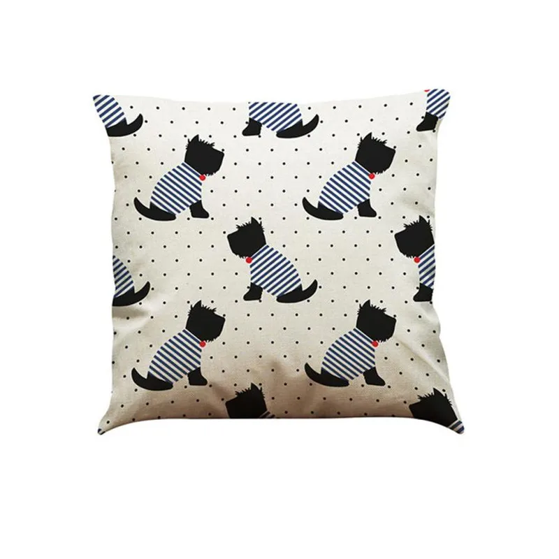 Vintage Dog Cotton Pillow Case Sofa Waist Throw Cushion Cover Home Car Decor11