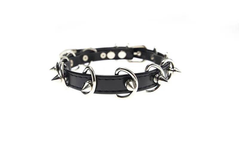 

Harajuku Punk Choker Women Matel Rivet Black PU Choker