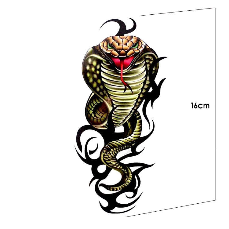 pics Cobra Snake Tattoo Leg domineering black fire flame cobra temporary tattoos indian snake arm back leg wrist sticker tribal totem ax11