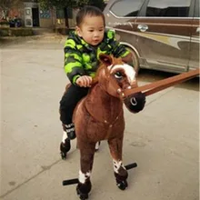 Fancytrader кататься на плюшевая игрушка лошадь с колесами мягкие животные движущаяся лошадка с куклой для детей 80 см 31 дюймов