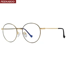 Peekaboo анти синий свет компьютер очки для женщин оптический Рамки ретро круглые очки для мужчин из металла унисекс