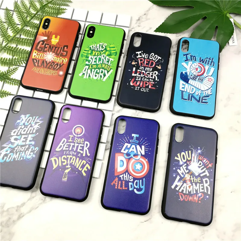 

Marvel matte soft silicone phone cover case for iphone X XS MAX XR 10 8 7 6 6S plus iron Man Hulk Avengers Couple coque capa