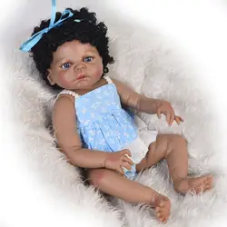 Bebe Кукла reborn черная кожа 23 "см 57 см африканская девочка Этнические куклы полный винил силиконовый корпус ребенок bebe подарок rebon menina boneca