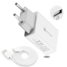 Быстрое зарядное устройство для путешествий, США, ЕС, универсальное зарядное устройство для мобильного телефона, планшета, QC3.0, быстрая зарядка, штепсельная вилка, источник питания, кабель USB Micro type-c, 2,4 А, быстрая зарядка