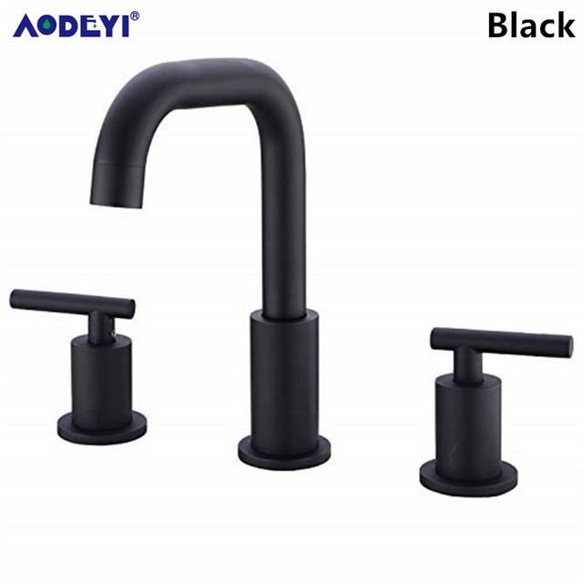 Sink Widespread Faucet Dual Handle Mixer Black hot & cold water Deck mounted tub Faucets Brushed gold 3 hole Basin tap