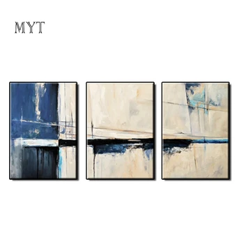 

MYT Modern Abstract Handpaint Oil Painting Light Blue Canvas Painting Wall Painting Art for Bedroom Living Room Home Decoration