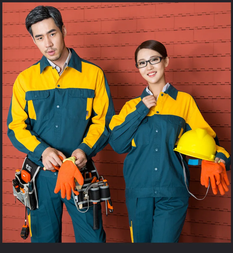 Men Women Workwear Suit Long Sleeve Jacket and Work Pants Safety Working Cloth For Factory Workers Car Repairman