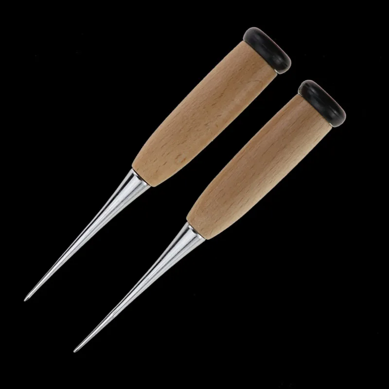 DIY leather tool wooden handle in black cone carving tool hand-sewn puncture cone